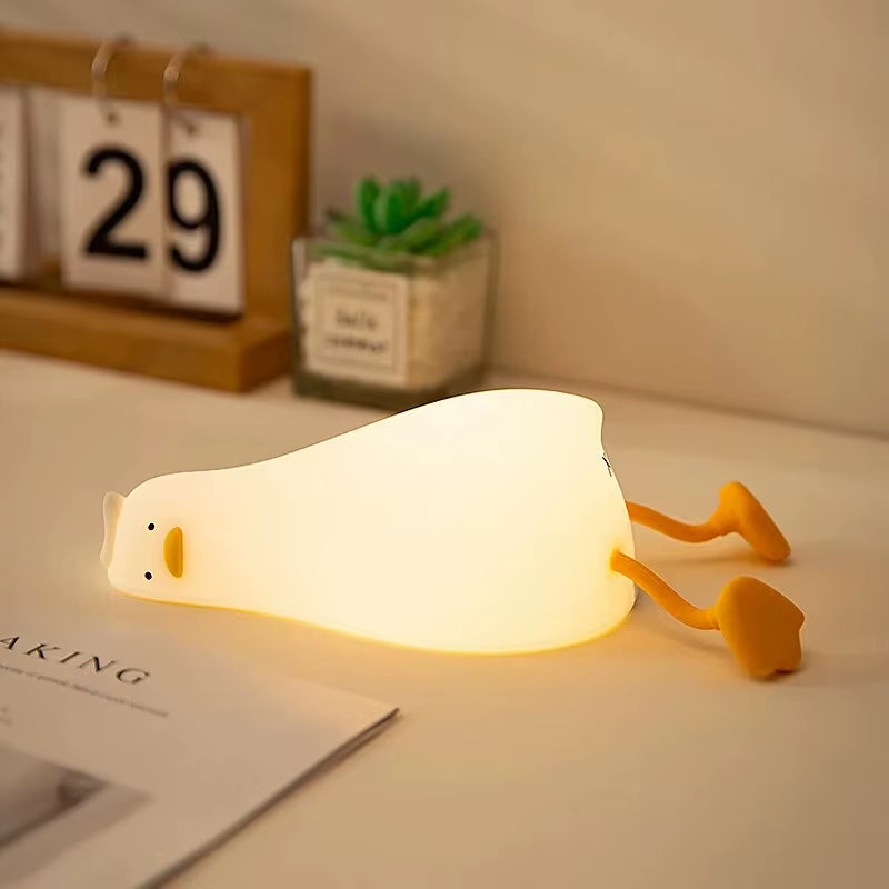 LED Cute Duck Nightlight USB Rechargeable Night Lamp Touch Sensor Silicone Dimmable Mood Light for Bedroom Decor Birthday Gift