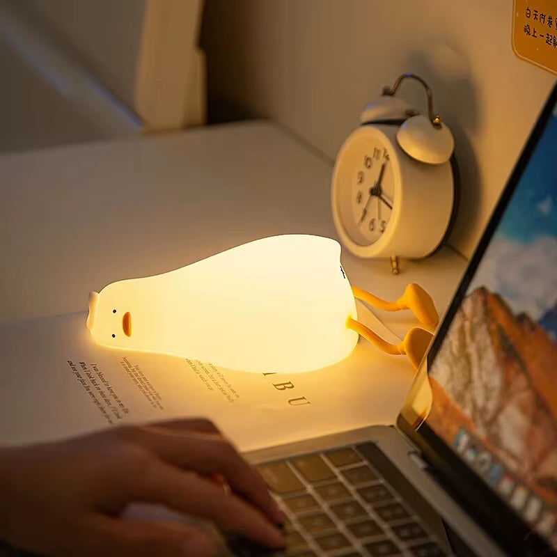 LED Cute Duck Nightlight USB Rechargeable Night Lamp Touch Sensor Silicone Dimmable Mood Light for Bedroom Decor Birthday Gift